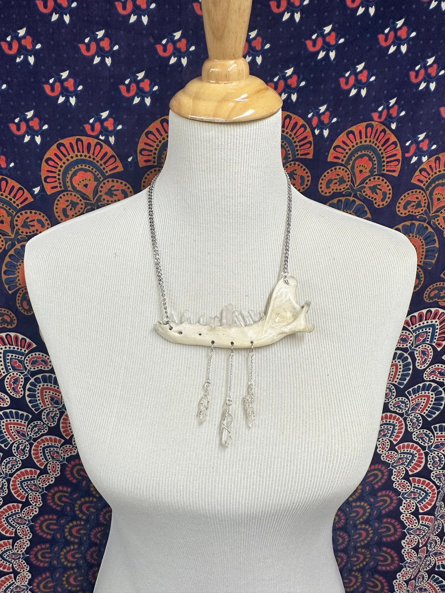 Fox Mandible Quartz Crystal Necklace