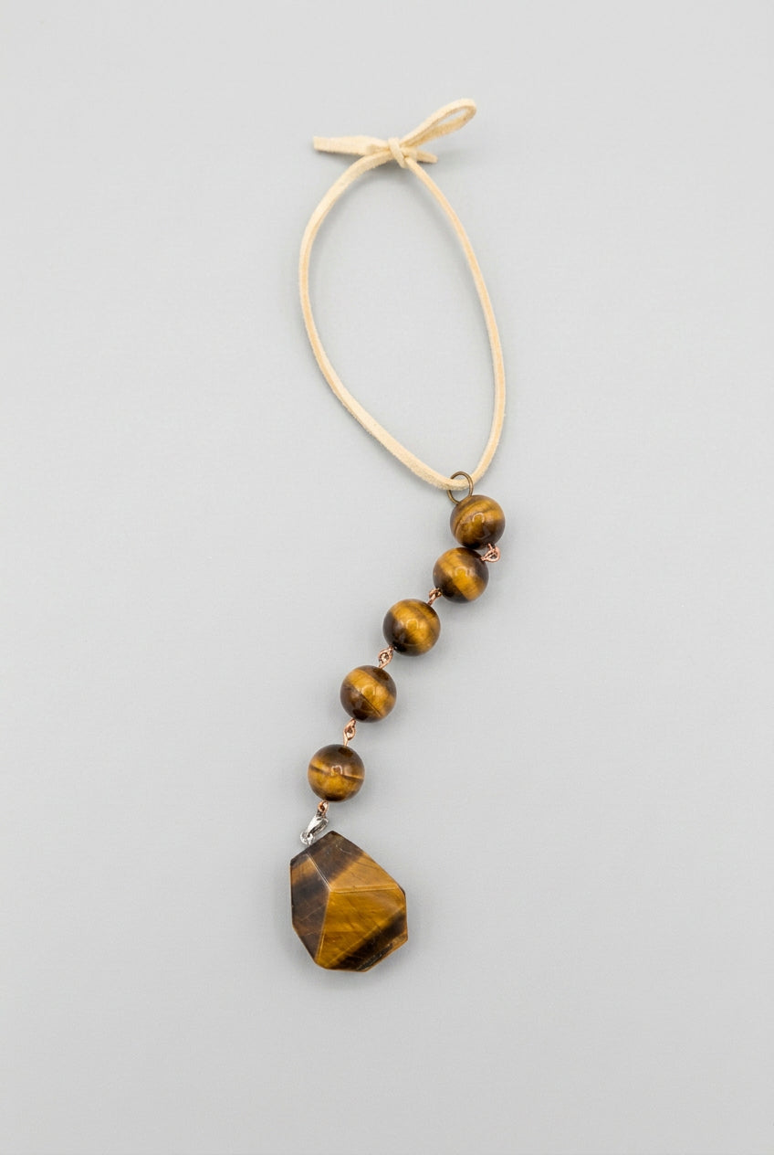 Tigers Eye Sunstone Crystal Hanging Car Charm