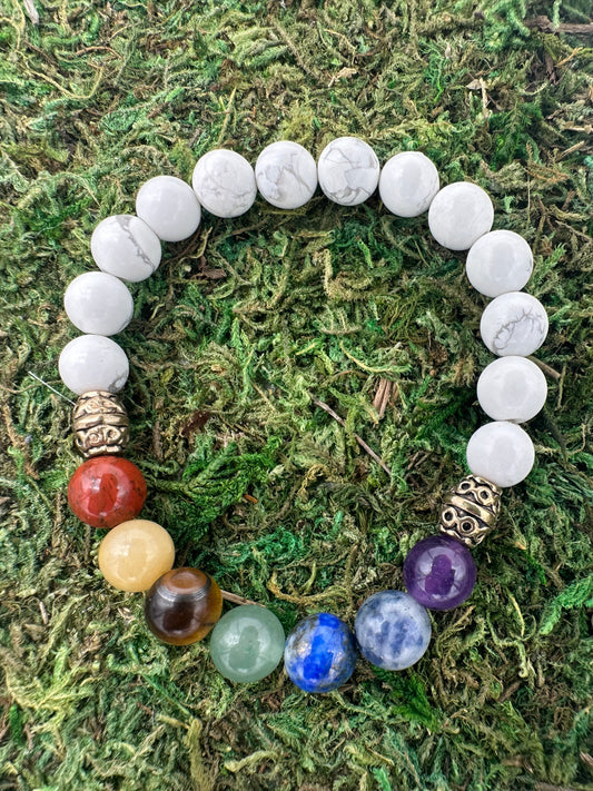 7 Chakra Stone Howlite Healing Energy Bracelet