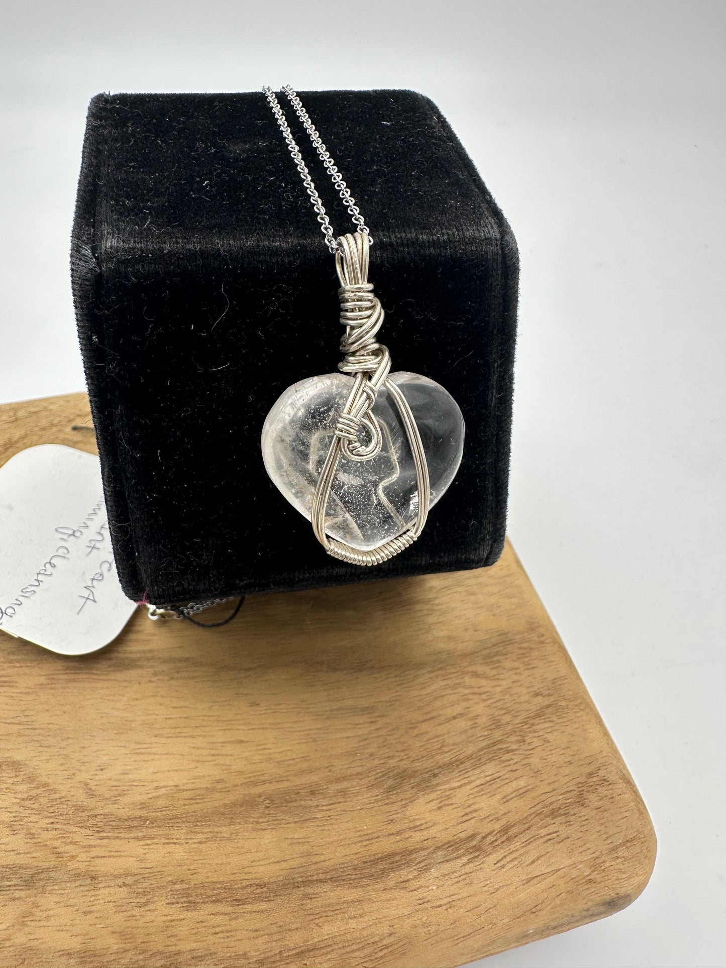 Quartz Heart Sterling Silver Pendant — 18" Sterling Chain