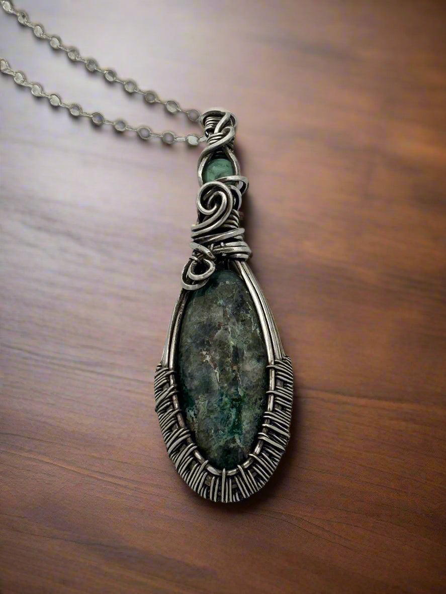 Arizona Turquoise and Chrysoprase Sterling Pendant