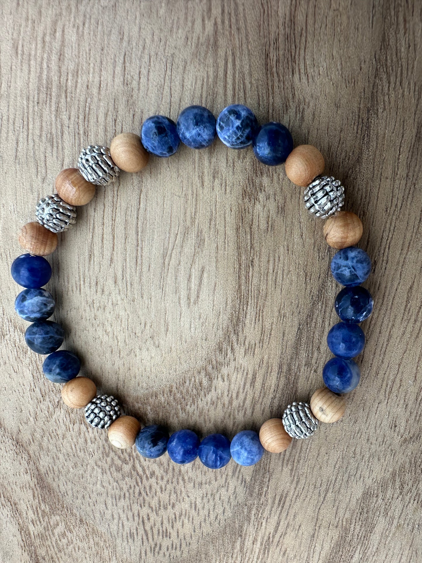 Sodalite Thuja Wood Gemstone Bracelet