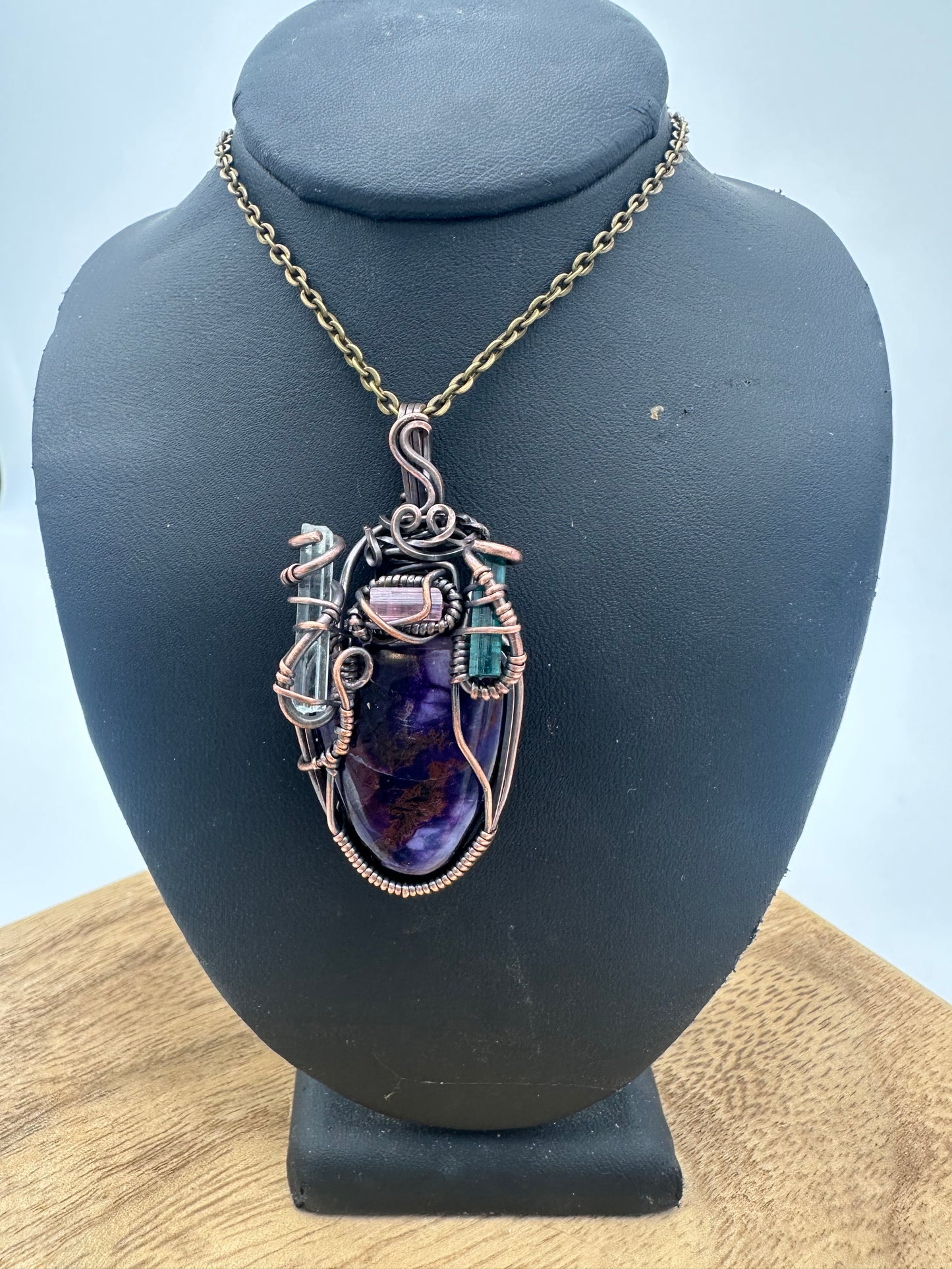 Sugilite Watermelon Tourmaline Pendant