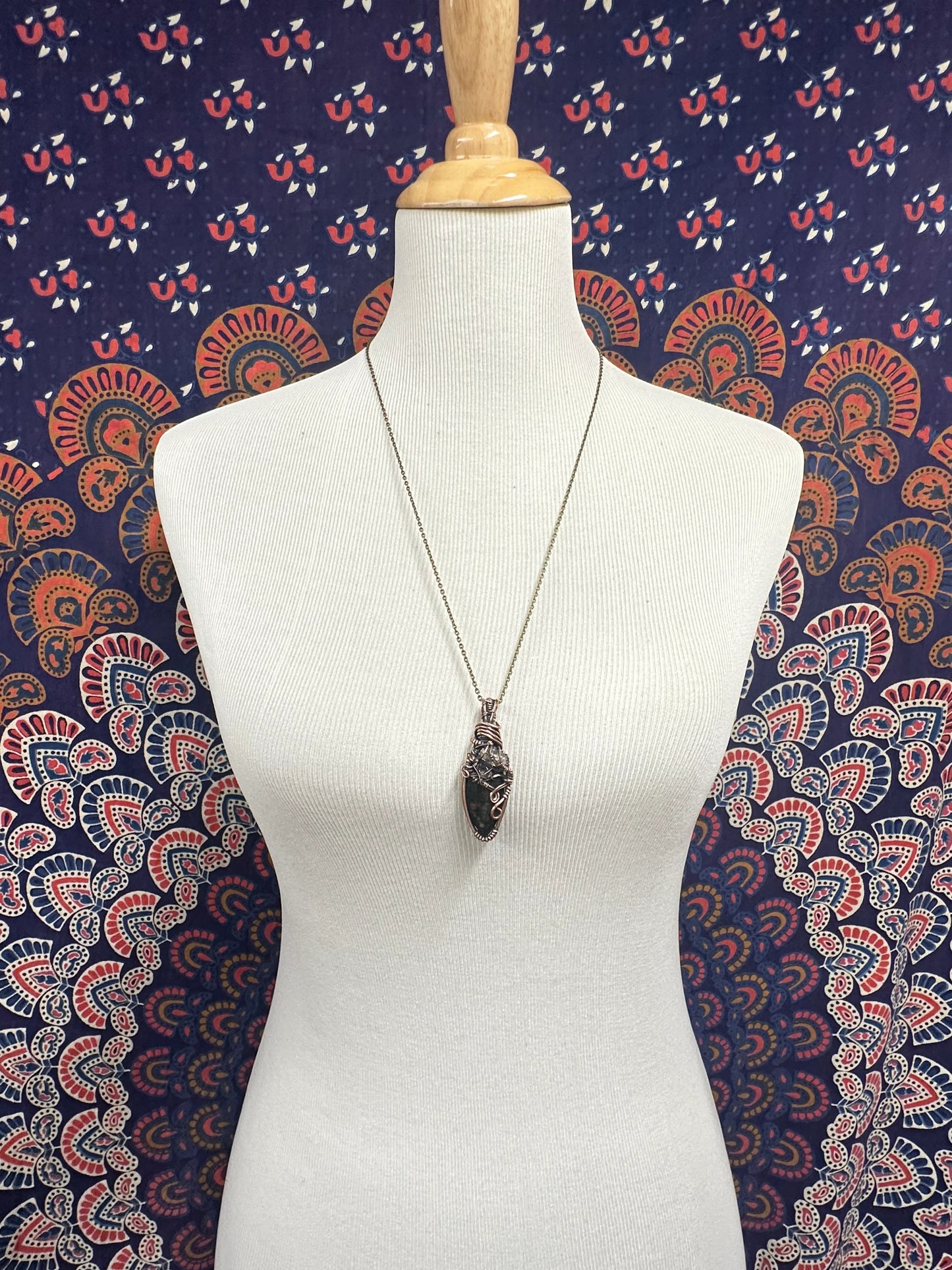 Bloodstone Herkimer Diamond Pendant