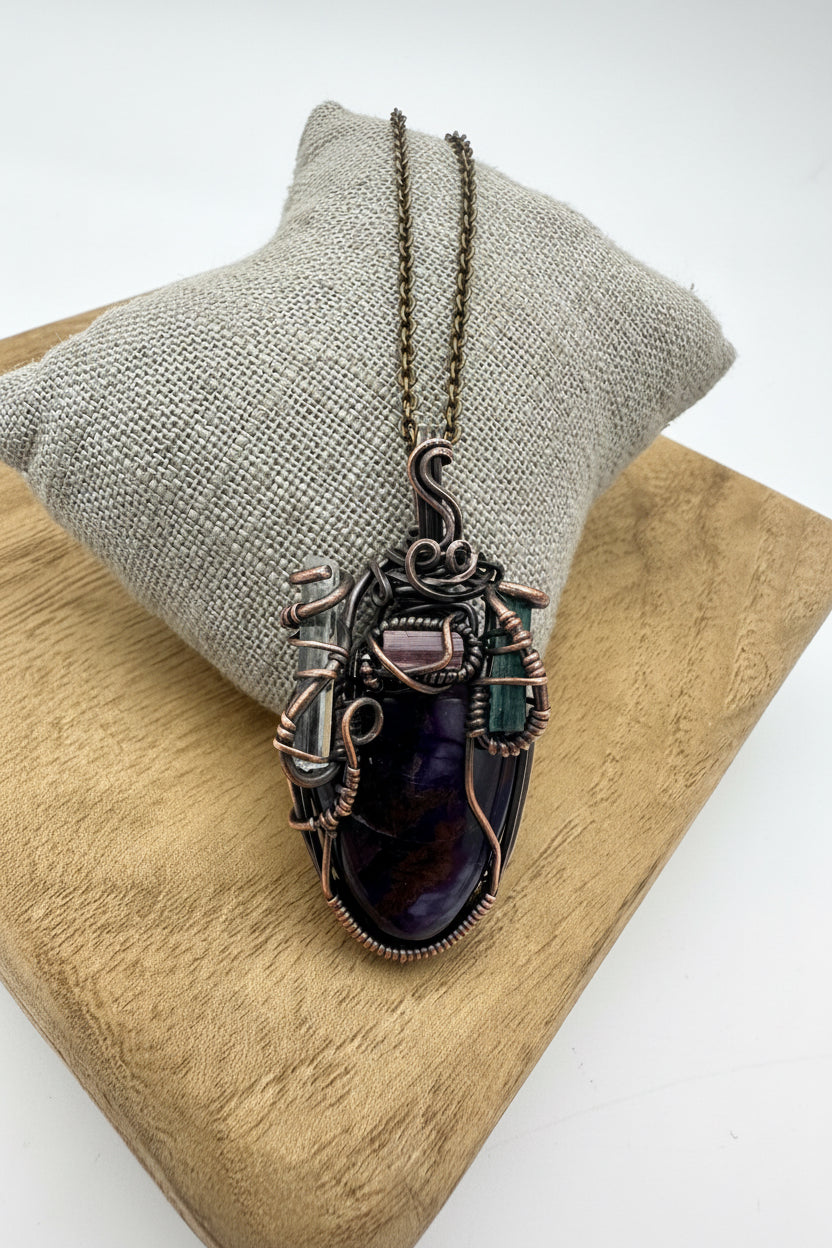Sugilite Watermelon Tourmaline Pendant