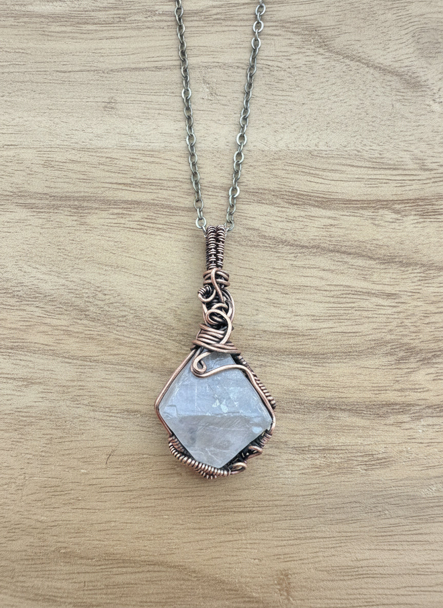 Front view of Fluorite Octahedron Pendant