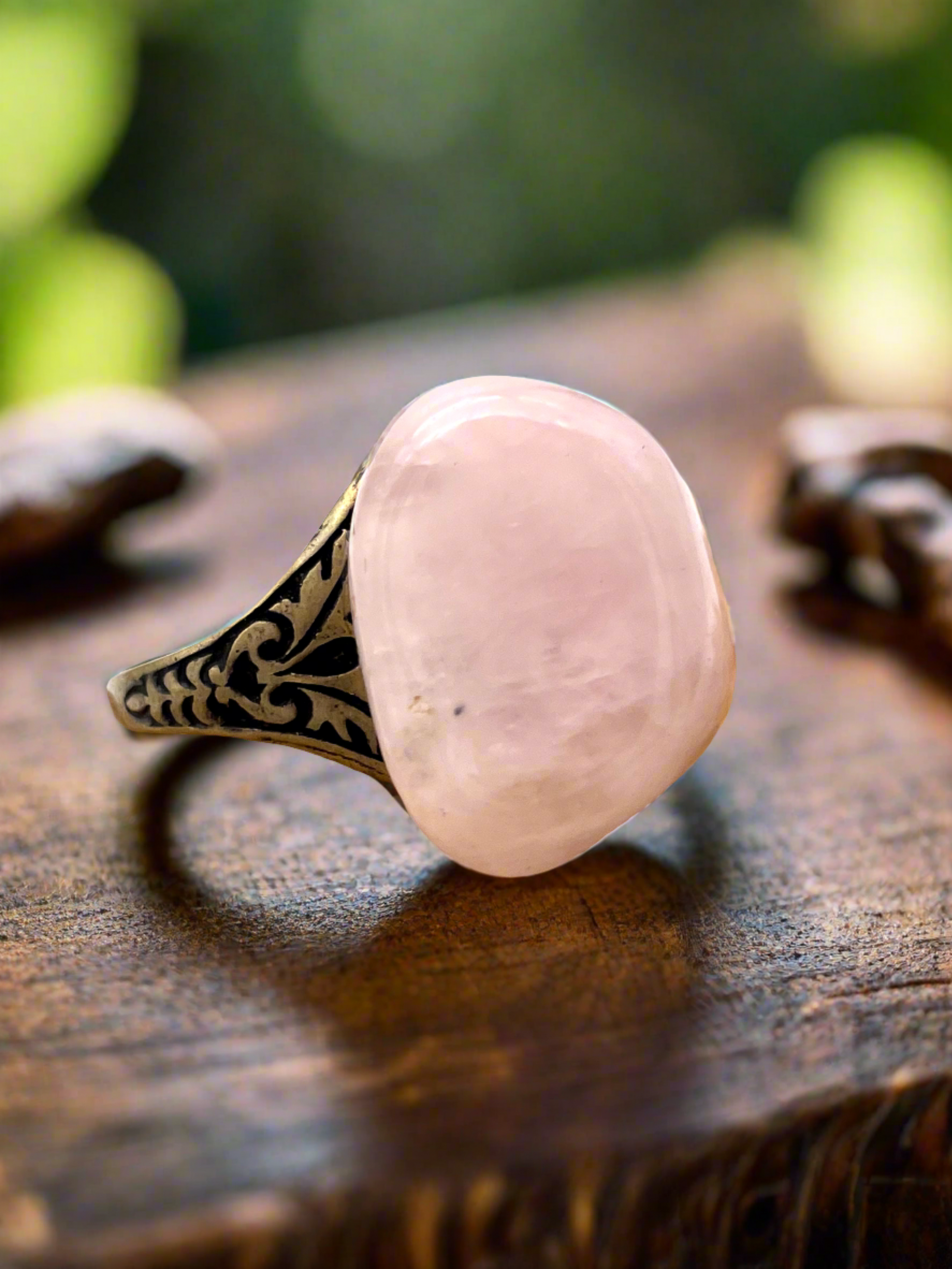 rose quartz healing love ring