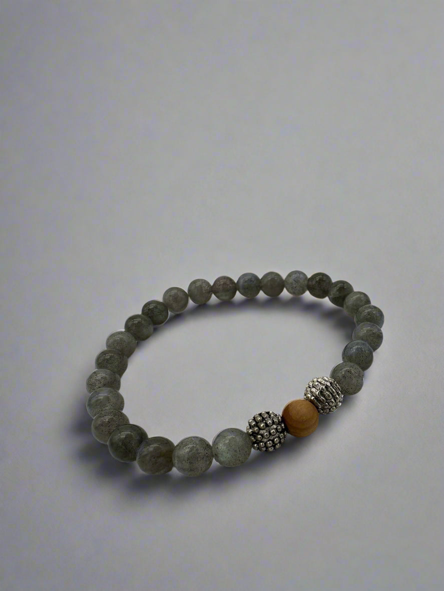 Labradorite and Thuja Wood Aromatherapy Bracelet